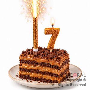 SET BENGALA Y VELA NUMERAL NUMERO 7 CON GIBRE ORO